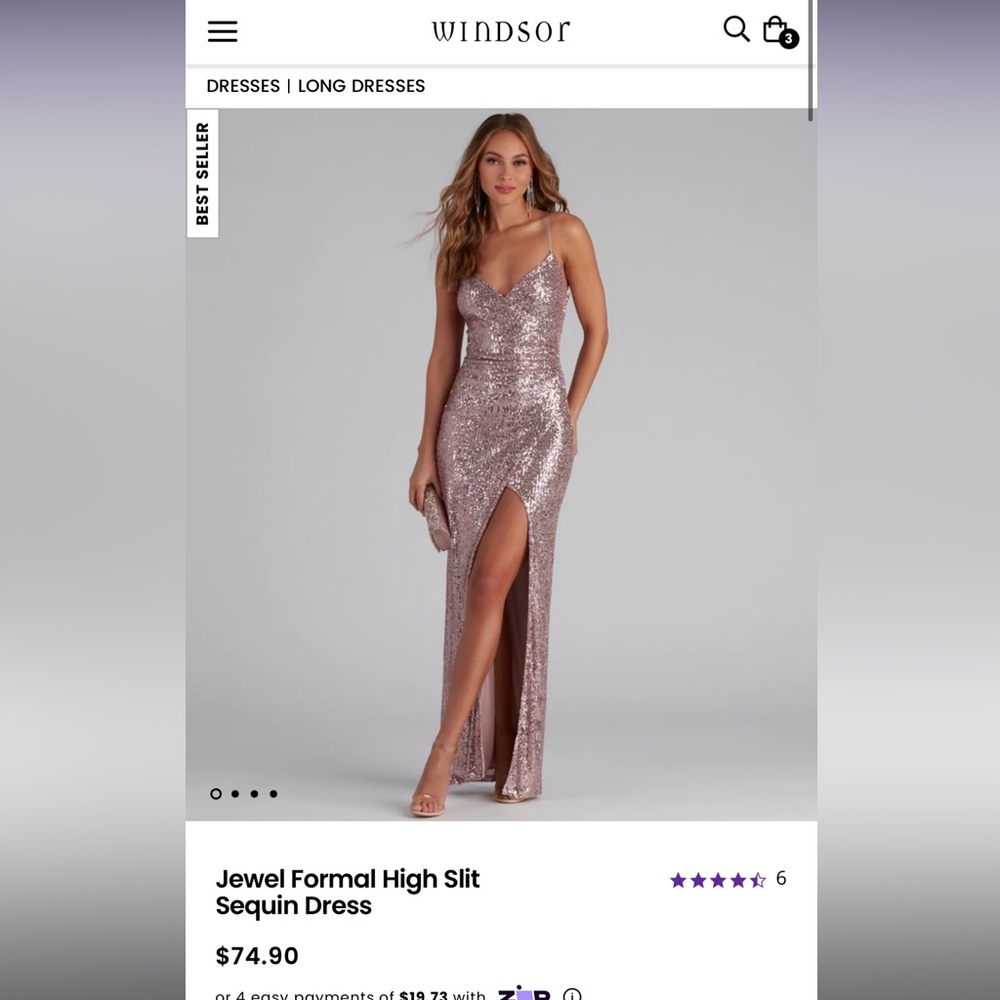 Jewel formal high slit sequin dress